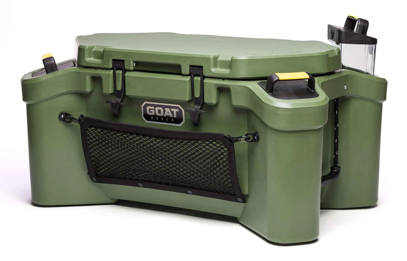 GOAT HUB 70 | 70-Quart Rotomolded Cooler with Built-In Dry Storage