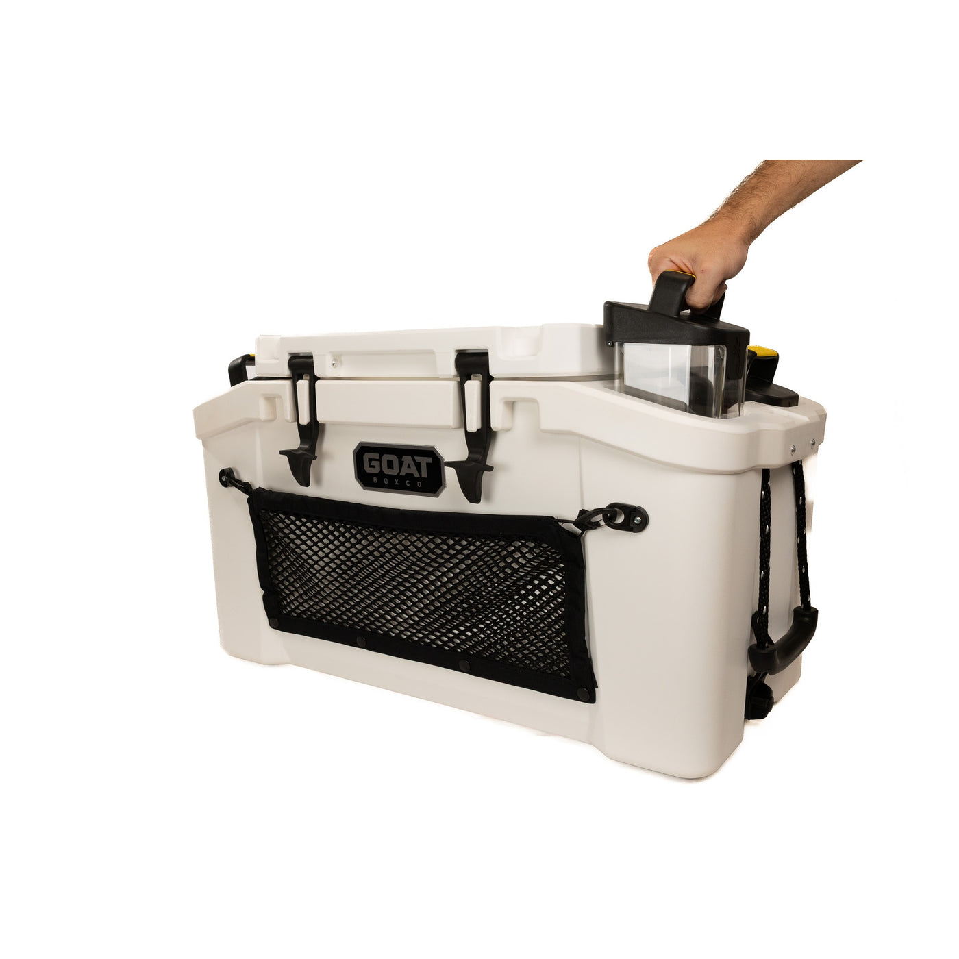 GOAT HUB 50 — 50-Quart Rotomolded Cooler with Built-In Dry Storage