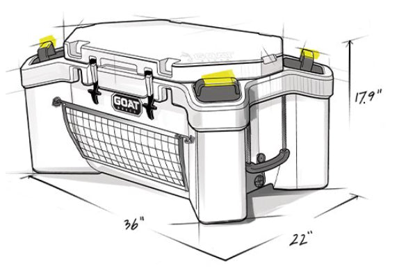 GOAT HUB 70 | 70-Quart Rotomolded Cooler with Built-In Dry Storage