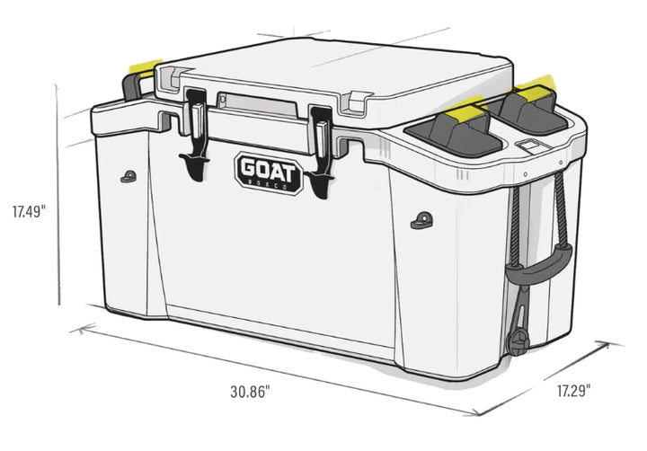 GOAT HUB 50 — 50-Quart Rotomolded Cooler with Built-In Dry Storage